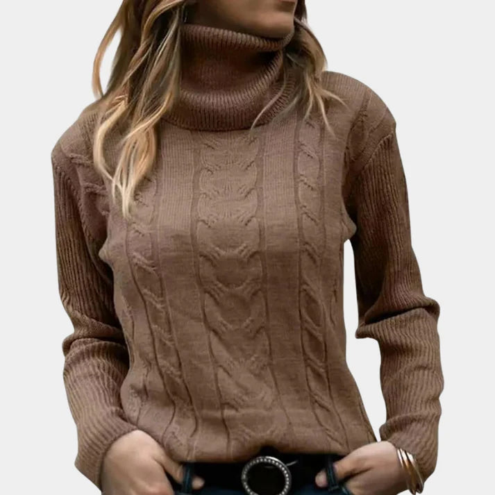 Sweter damski dopasowany z wysokim kołnierzem